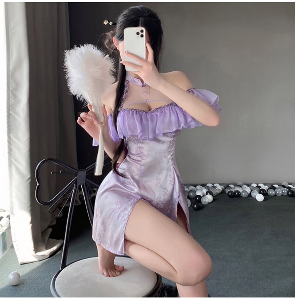 FEE ET MOI - Sexy Open-Back Straps Cheongsam (Purple) FEE ET MOI - Sexy Open-Back Straps Cheongsam (Purple)
